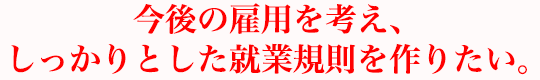 今後の雇用を考え、しっかりとした就業規則を作りたい。