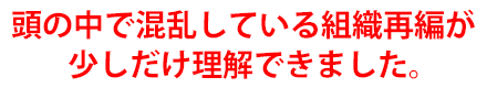頭の中で混乱している組織再編が少しだけ理解できました。