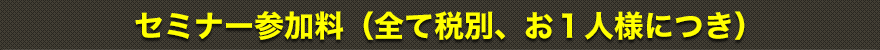 セミナー参加料（全て税別、お１人様につき）