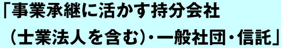 事業承継に活かす持分会社（士業法人を含む）・一般社団・信託